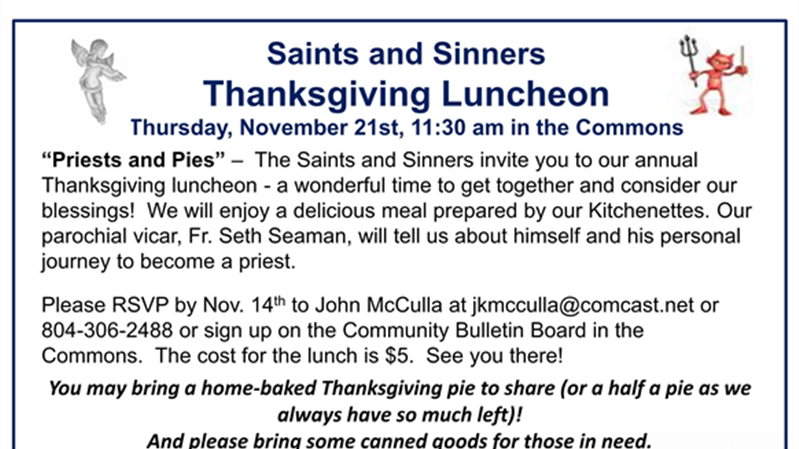 Saints and Sinners Thanksgiving Luncheon