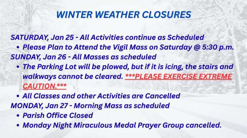 January 2026 Weather Closures