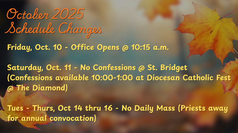 October schedule changes